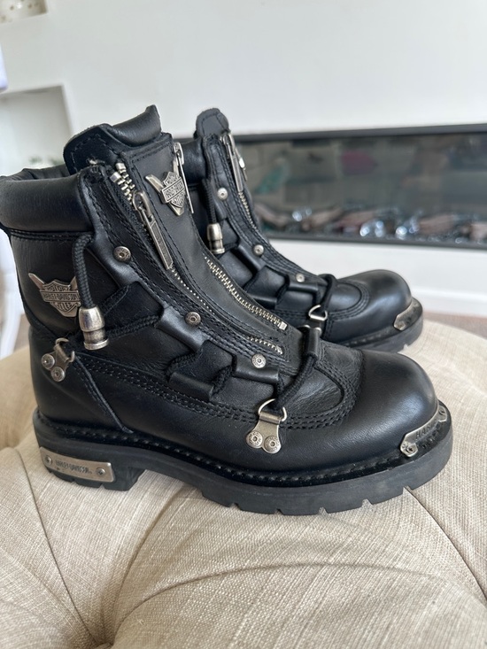 Harley-Davidson Shoes - Harley-Davidson Black Leather Biker Boots with Silver Hardware
